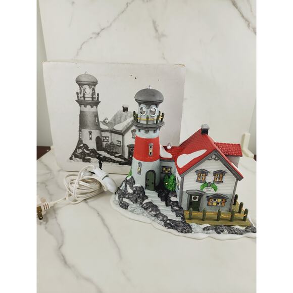 Department 56 Pigeonhead Lighthouse New England Village 1994 Lighted House Box - Picture 3 of 16